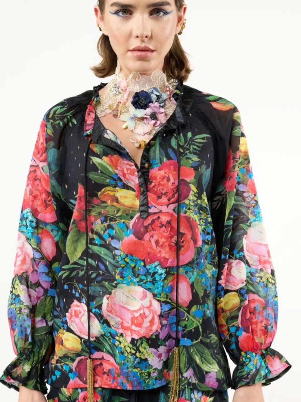 NWT Aratta Silent Journey- Zinnia Shirt- Black